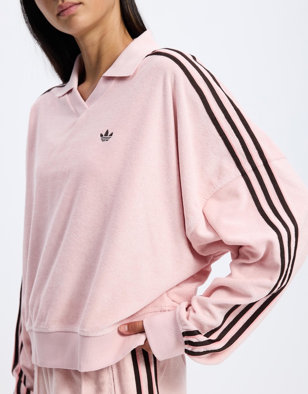 adidas Originals - Terry Towel V Neck Long Sleeve Top