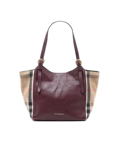 Pre-Loved by Azura Reborn - Pre-Loved Small Leather and House Check Canvas Canterbury Tote