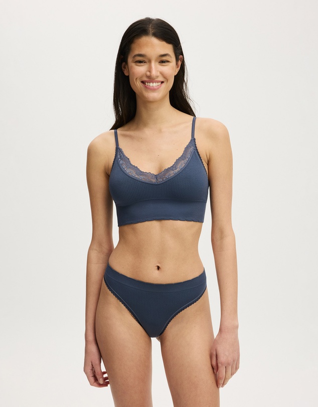 Cotton On Body - Seamless Longline Lace Trim Bralette
