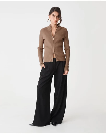 Forcast - Blake Ribbed Zip Cardigan