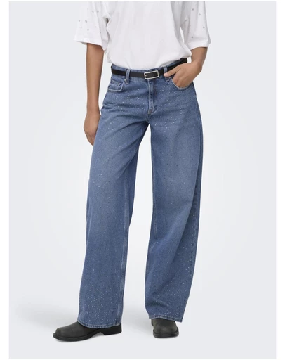 ONLY - Cath Wide Rhinestone Denim Jeans