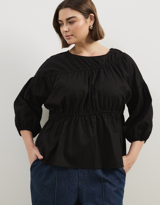 Atmos&Here Curvy - Cressida Cotton Smock Top