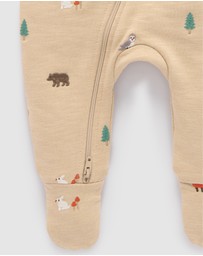 Purebaby - Embroidered Fleece Growsuit -Kids-Babies