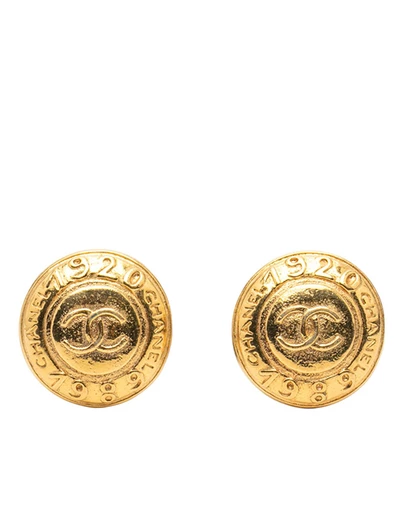 Pre-Loved by Azura Reborn - Pre-Loved CC Gold Plated Round Clip On Earrings