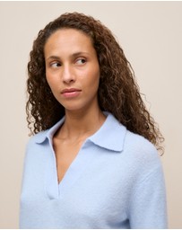 Trenery - Alpaca Merino Blend Polo in Soft Blue
