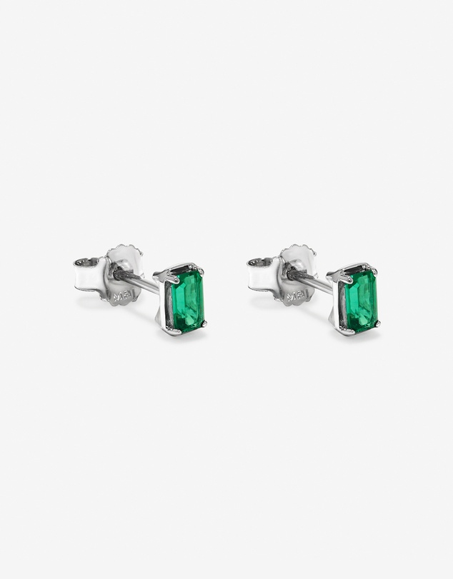 Michael Hill - Emerald-Cut Created Emerald Stud Earrings in Sterling Silver