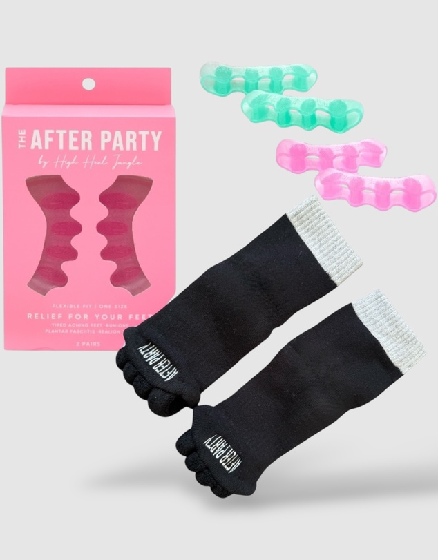 High Heel Jungle - The After Party Silicon Gel Toe Separators & Foot Relief Alignment Socks - Value Bundle