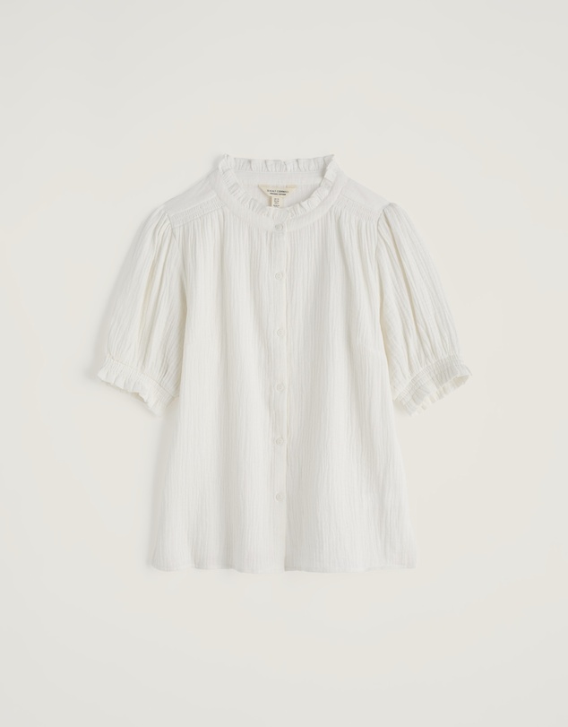Seasalt - Seasalt Cornwall White Shore Path Frilled Shirt in GOTS Organic Cotton