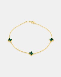 Zoe Olivia - 9K Gold Malachite Petal Bracelet