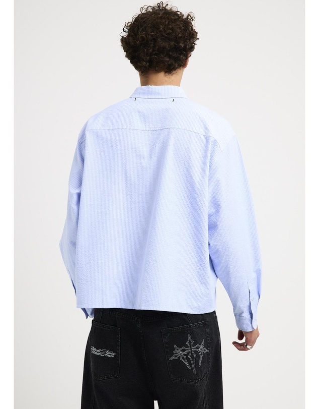 Black Noise White Rain - Crinkle Long Sleeve Shirt