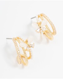 Lovisa - Gold Plated Pave Crystal Butterfly Jacket Earrings