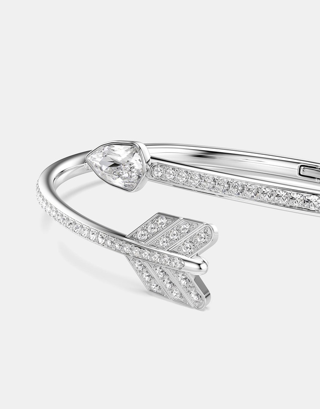 Swarovski - Idyllia Bangle, Mixed Cuts, Arrow, White, Rhodium Plated