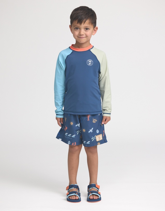 Crywolf - LONG SLEEVE RASH VEST Ocean Colourblock