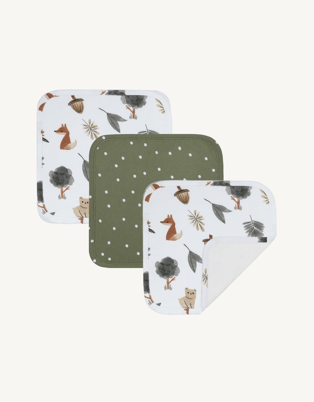 Living Textiles - 3 Pack Jersey Wash Cloths - Forest Retreat