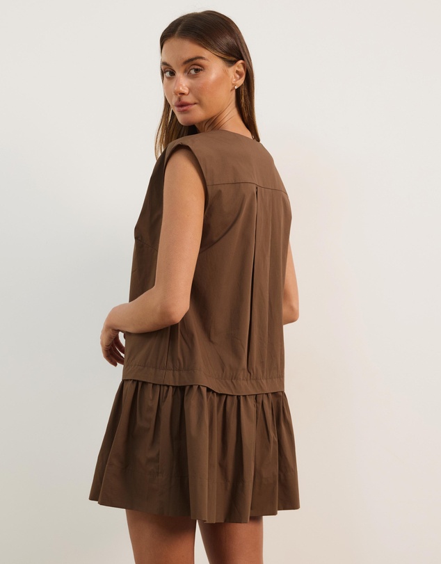 Atmos&Here - Allie Cotton Poplin V-Neck Mini Dress
