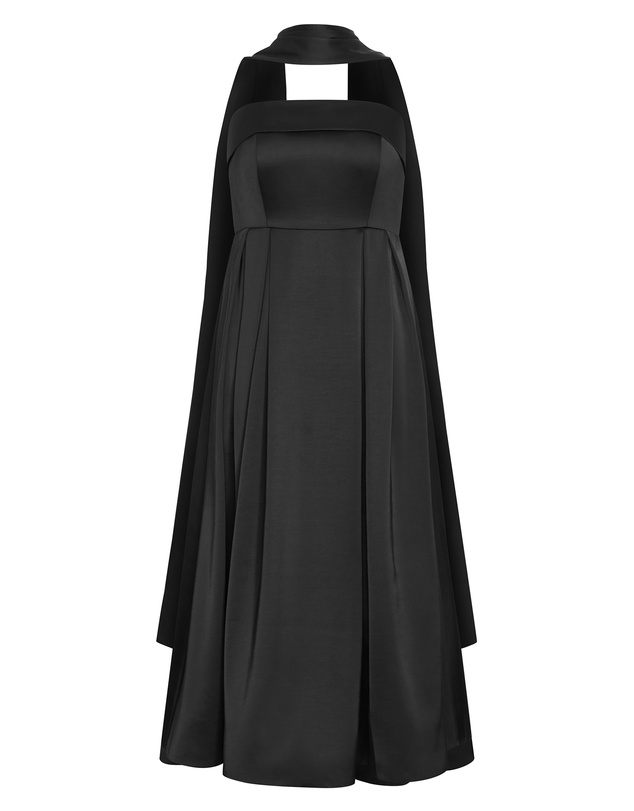 City Chic - Plus size Duchess Satin Gown With Shawl - black