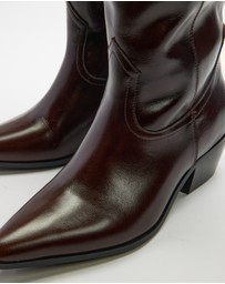 AERE - Rozalia Knee High Leather Cowboy Boots
