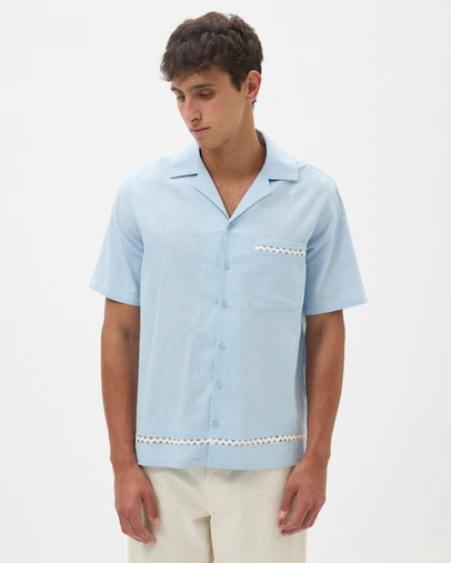 AERE - Linen Blend Trim Shirt