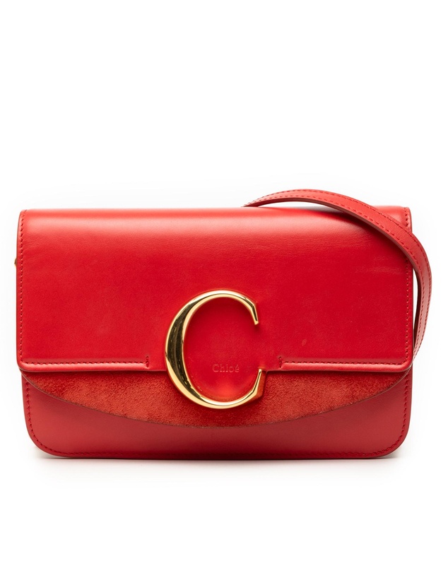 Pre-Loved by Azura Reborn - Pre-Loved Small Calfskin and Suede C Clutch With Chain