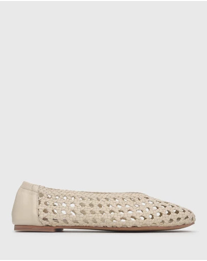 Betts - Izzy Leather Woven Ballet Flats