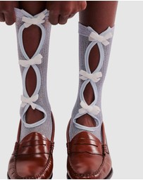 High Heel Jungle - Lurex Velvet Bow Socks