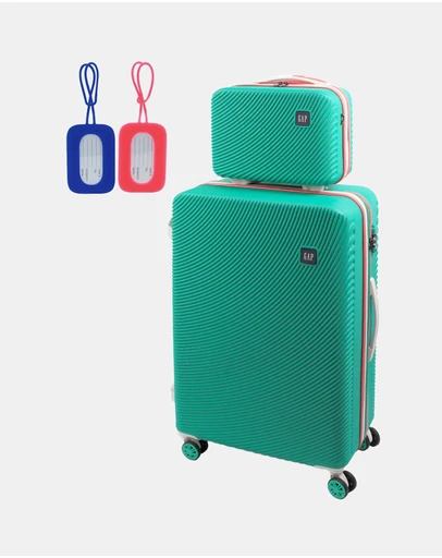 GAP - GAP Stripe Large Hard Shell with Mini Beauty Case Set + Leather Tag