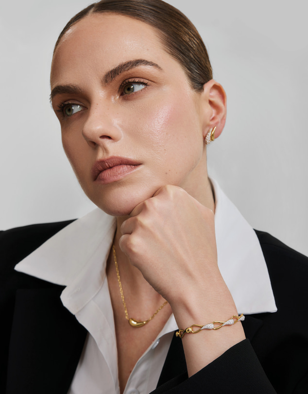 Ania Haie - Gold Pave Sculptural Interlocked Link Bracelet