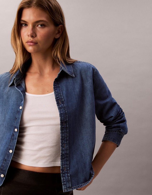 Calvin Klein Jeans - Denim Cropped Button-Down Shirt