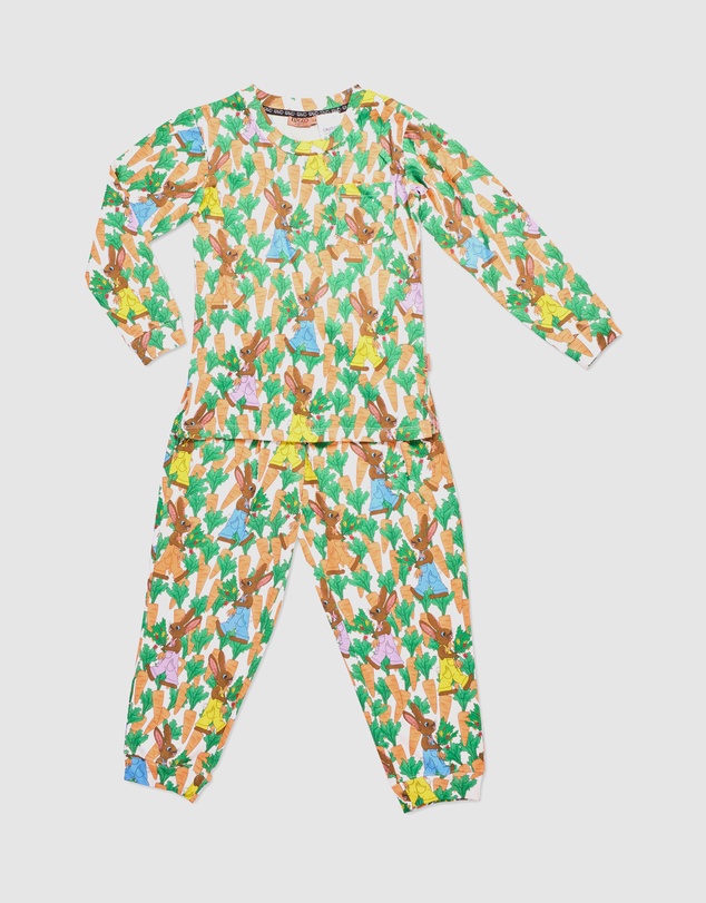 Kip&Co - Carrot Joy Organic Cotton Long Sleeve Top Pants Pyjama Set - Kids-Teens