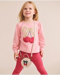 Huxbaby - Cherry Bow Puff Sleeve Top - Babies-Kids
