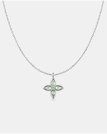 Ania Haie - Silver Mint Green Lucky Clover Necklace