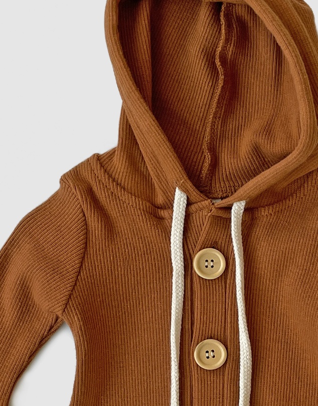 WITH LOVE FOR KIDS - Basics Thick Ribbed Hooded All In One - Babies