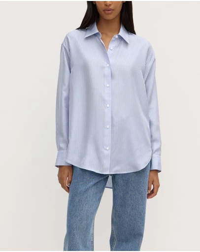 Assembly Label - Spencer Stripe Silk Long Sleeve Shirt