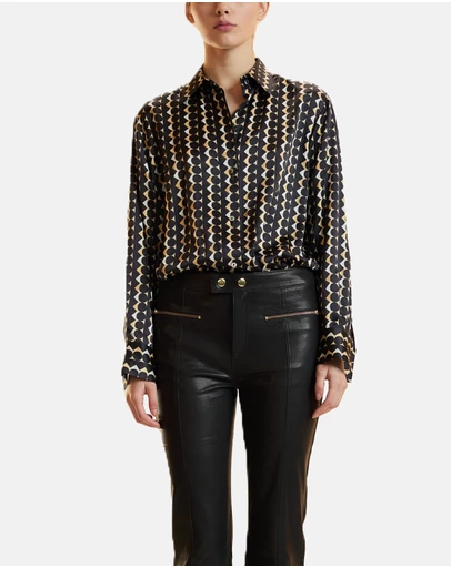 Cynthia Rowley - Foil Silk Button Up Shirt