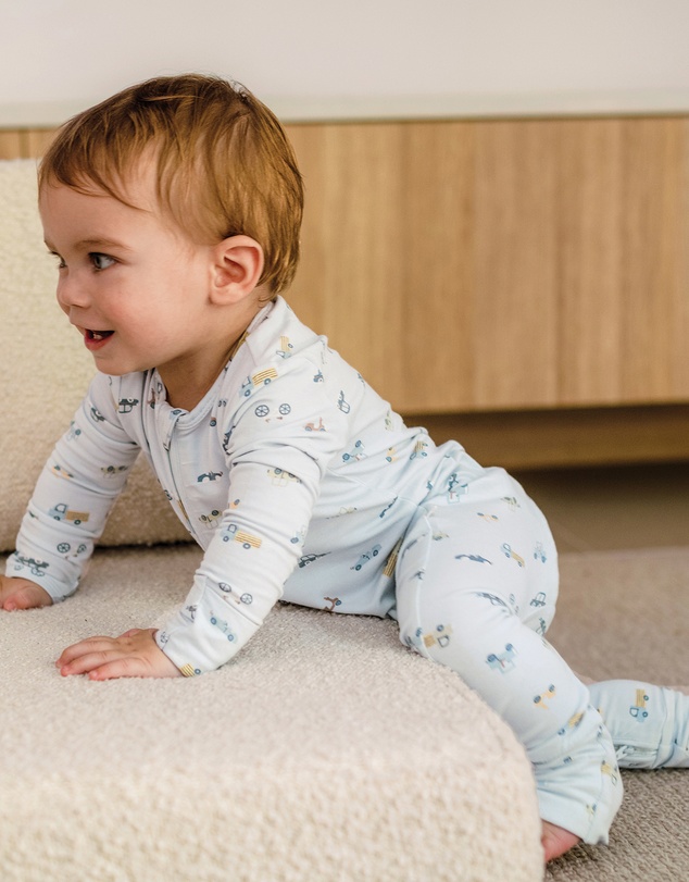 Kynd Baby - Day Or Night Onesie in Blue Haze Cars