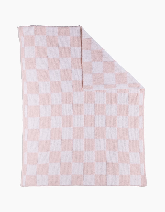 Living Textiles - Chenille Blanket - Checkered Pink