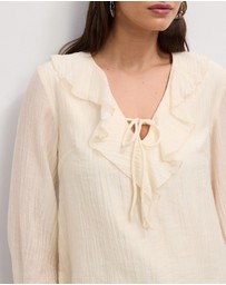 The Fated - Kyla Ruffled Neck Blouse