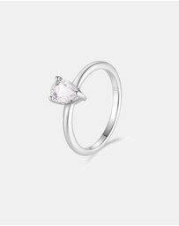Mestige - Pear Cut Evie Ring - Silver Plated
