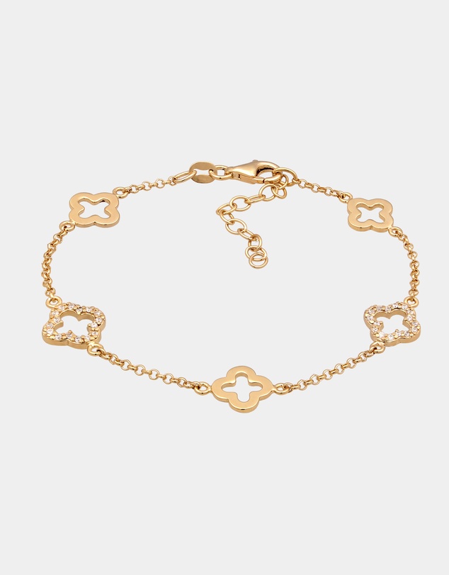 Elli Jewelry - Bracelet Crystal Cloverleaf 925 Sterling Silver Gold-Plated