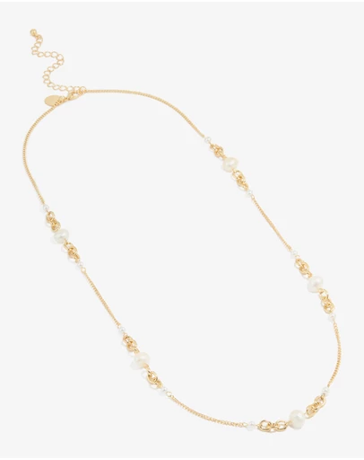 Lovisa - Gold Plated Freshwater Pearl & Mini Link Necklace