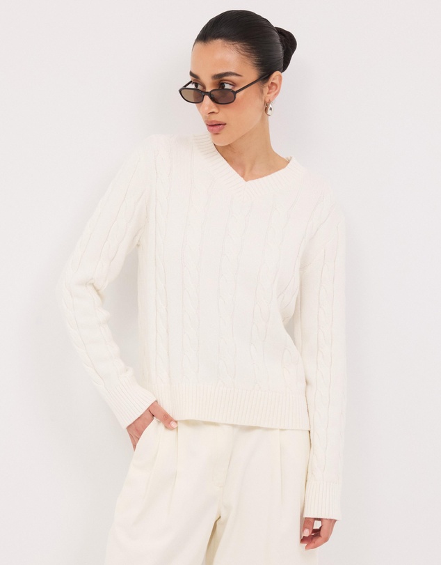 Calli - Leo Wool Blend Cable Knit Jumper