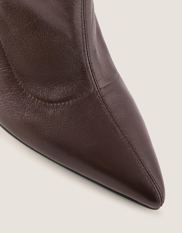 Shelly Shen - Delta Heel Ankle Boots Brown Leather