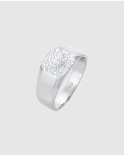 Kuzzoi - ICONIC EXCLUSIVE - Structured Signet Ring in 925 Sterling Silver