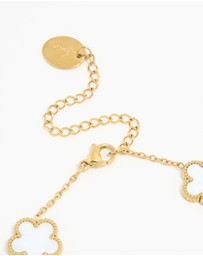 Lovisa - Waterproof Gold Plated Stainless Steel Ivory Inlay Large Flowers Charm Bracelet