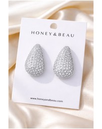 Honey and Beau - Gold Pavé Teardrop Stud Earrings