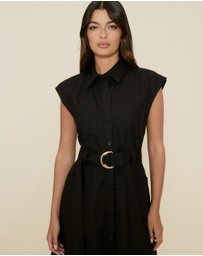 The Fated - Karla Midi Shirt Dress with Belt