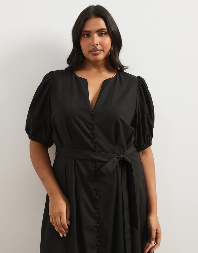 Atmos&Here Curvy - Audrey Fitted Button Front Midi Dress