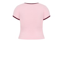 City Chic - Plus size Micro Score Print Tee - baby pink