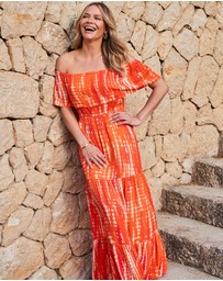 Sosandar - Bardot Tiered Maxi Dress