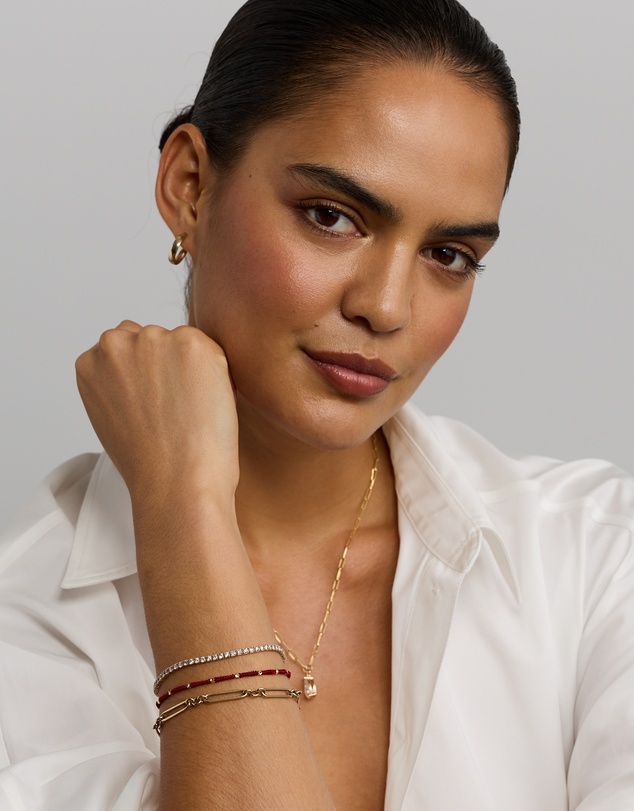 Michael Hill - Burgundy Cord Bead Bracelet in 10kt Yellow Gold